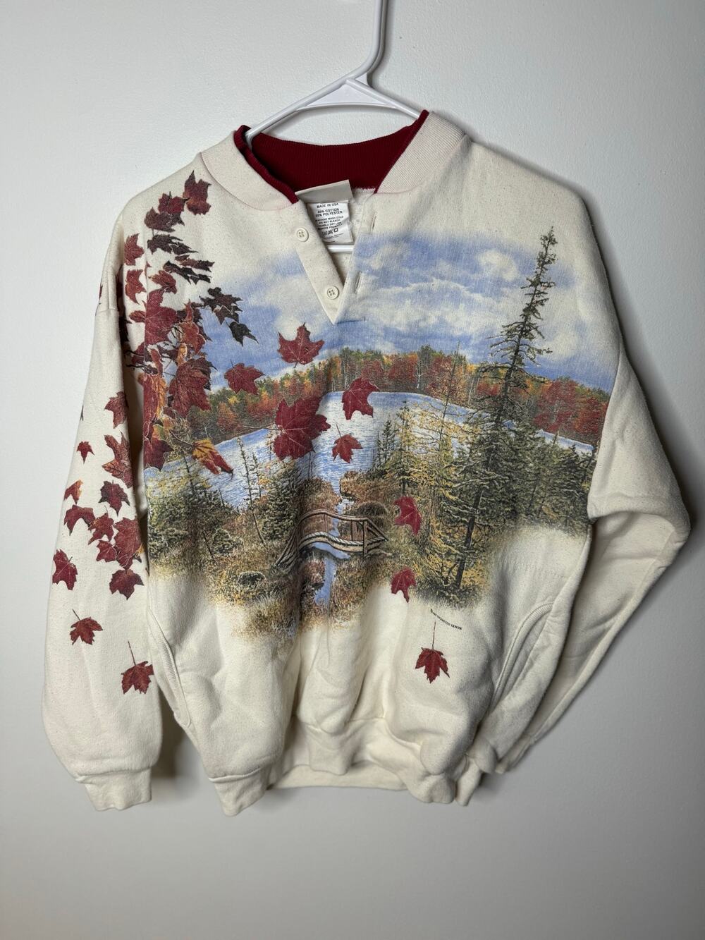 Vintage Art Unlimited Fall Scenery Sweatshirt M. 80s Grandmacore Full Print